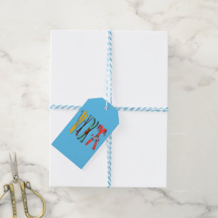 Funny Skiing Colourful Ski Skier  Gift Tags
