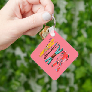 Funny Skiing Colourful Ski Skier Key Ring