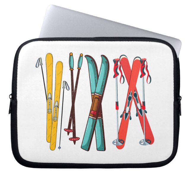 Funny Skiing Colourful Ski Skier  Laptop Sleeve (Front)