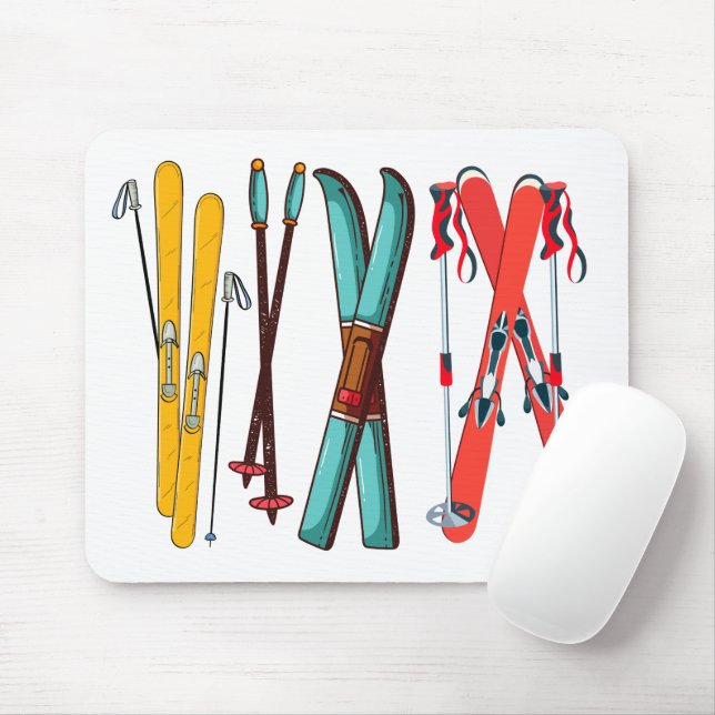 Funny Skiing Colourful Ski Skier  Mouse Mat (With Mouse)