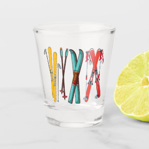 Funny Skiing Colourful Ski Skier Shot Glass