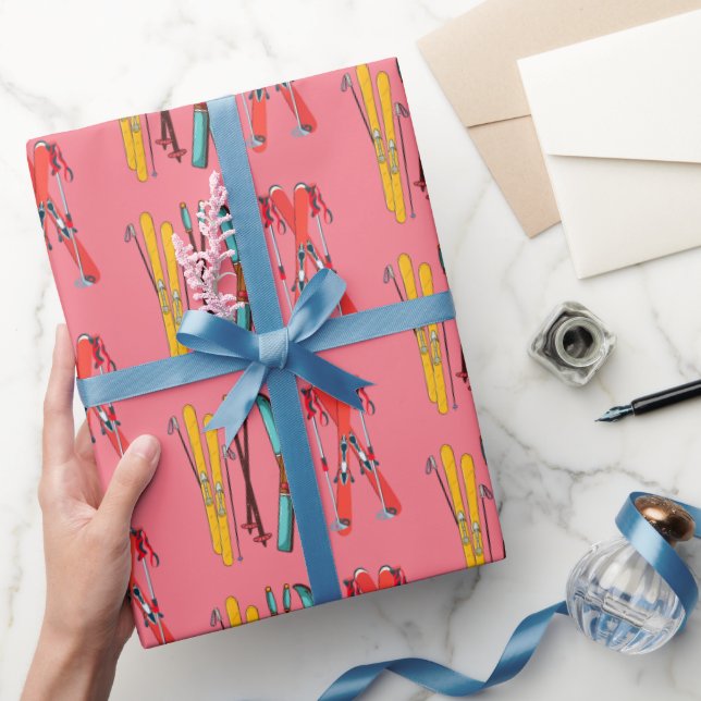 Funny Skiing Colourful Ski Skier  Wrapping Paper (Gifting)