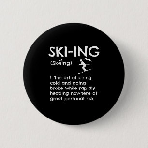 Funny Skiing Definition Apparel Ski Gift Idea For  6 Cm Round Badge