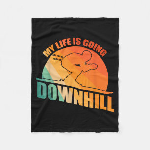 Funny skiing design for men women ski downhill fleece blanket