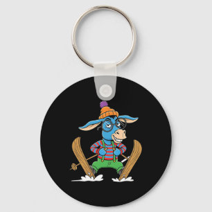 Funny Skiing Donkey Alpine Winter Cartoon Apres Sk Key Ring