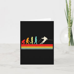 Funny Skiing Evolution Winter Sports Retro Design Card