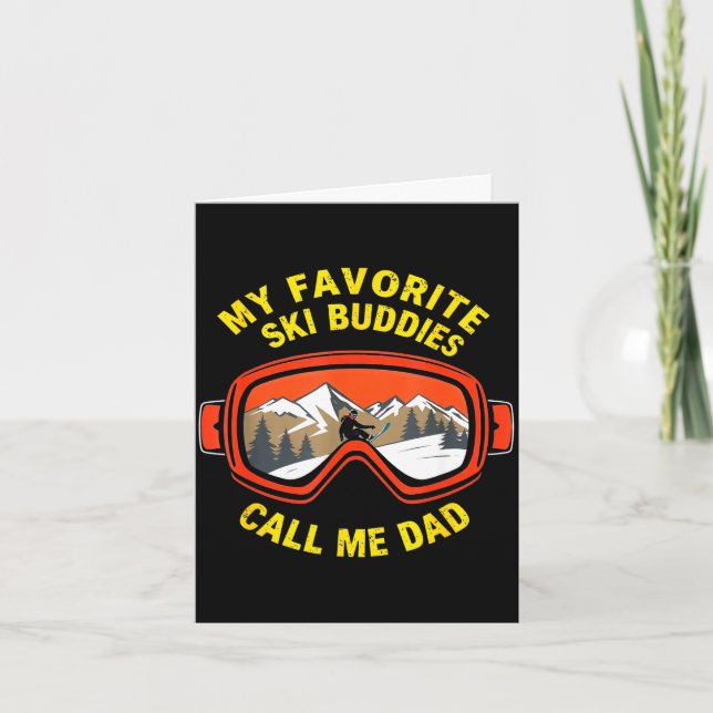 Funny skiing favourite ski buddies call dad father card (Front)