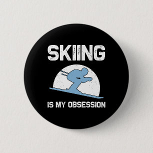 Funny Skiing Gift For Men Women Skier Ski Winter F 6 Cm Round Badge