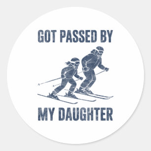 Funny Skiing Got Ped By My Daughter Family Ski Tri Classic Round Sticker