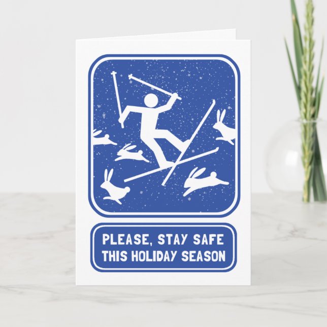 Funny Skiing Holiday Card - Bunny Slope Christmas (Front)