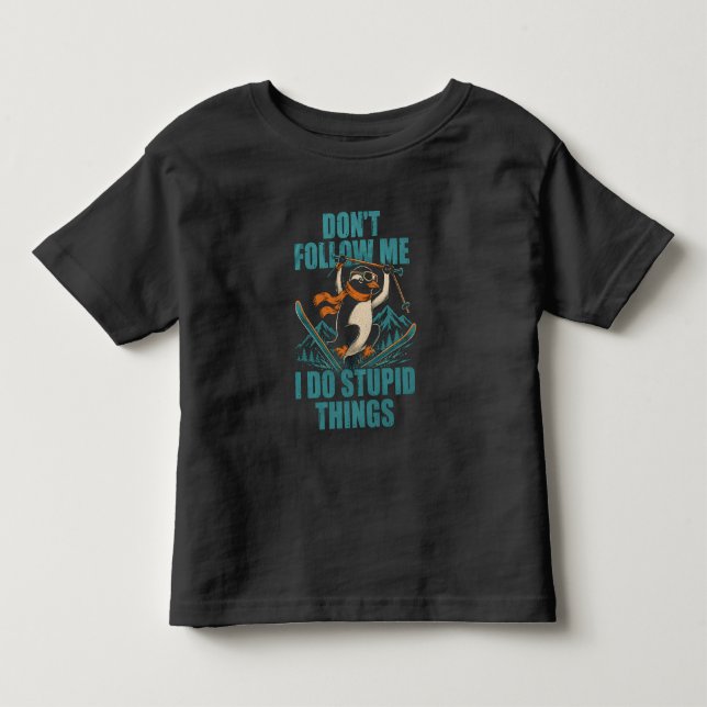 Funny Skiing Penguin Mountain Life Tee (Front)