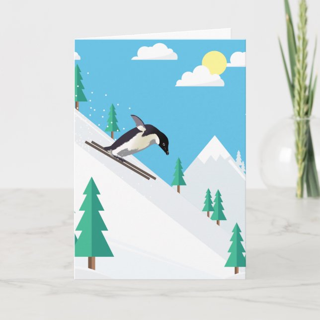 Funny Skiing Penguin One In A Million Thank You Card (Front)