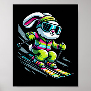 Funny Skiing Player Bunny Kids Womens Men Easter S Poster