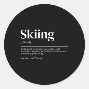 Funny Skiing Quote Definition Vintage Classic Round Sticker