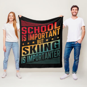 Funny Skiing Quotes Typography Fleece Blanket