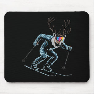Funny Skiing Reindeer Ski Winter Srt Snowboarder S Mouse Mat