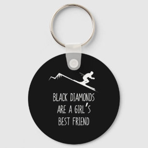 Funny Skiing Shirt, Black Diamonds Are Winter Ski Key Ring