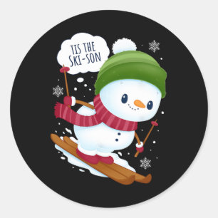 Funny Skiing Shirt Tis The Ski-son Funny Skiing Classic Round Sticker