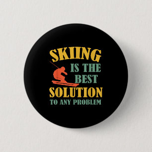 Funny skiing ski skiier winter sports enthusiast 6 cm round badge