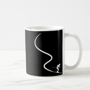 Funny skiing skier silhouette powder trail mountai coffee mug