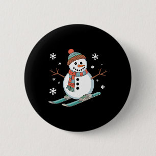 Funny Skiing Snowman Skiers Snow Winter Sport Holi 6 Cm Round Badge