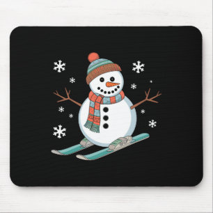 Funny Skiing Snowman Skiers Snow Winter Sport Holi Mouse Mat