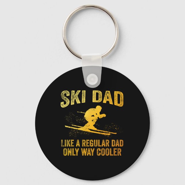 Funny Skiing Themed For Dad Men Mountain Skier Ski Key Ring (Front)