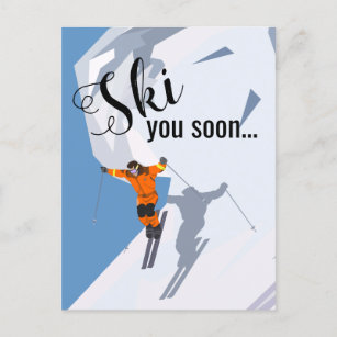 Funny Skiing   Travel Ski Winter Destinations Postcard