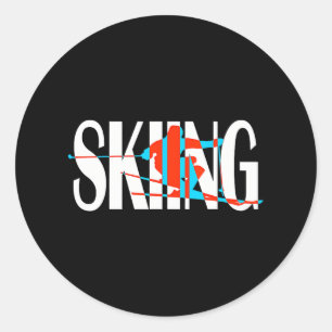 Funny Skiing Winter Cool Freeskier Classic Round Sticker