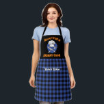 Funny Skinny Cook Black Blue Plaid Pattern Apron<br><div class="desc">Funny and cool apron to make cooking more fun. Personalised gift for family and friends who love cooking,  baking and trying new recipe in the kitchen. Customise the wording to fit your occasion. You can use the Design Tool to further change the font type,  font colour and font size.</div>