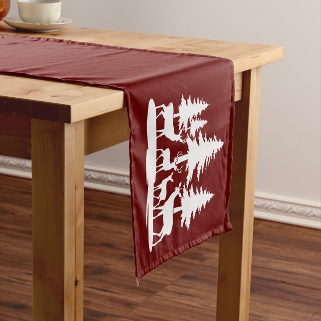 Funny Skinny Pine Tree Summer Hiking Camping  Short Table Runner (In Situ)