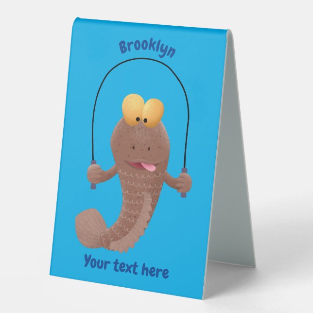 Funny skipping mudskipper fish cartoon (Front)