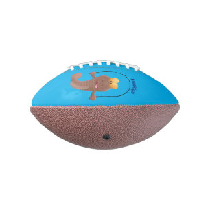 Funny skipping mudskipper fish cartoon  american football