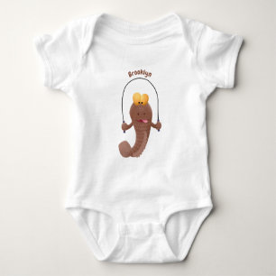 Funny skipping mudskipper fish cartoon  baby bodysuit