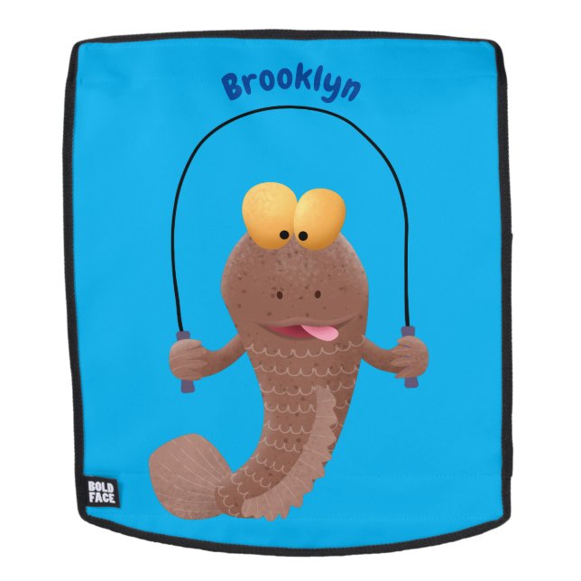 Funny skipping mudskipper fish cartoon  backpack (Removable Face)