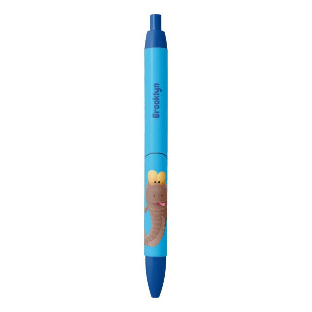 Funny skipping mudskipper fish cartoon  black ink pen (Front Vertical)