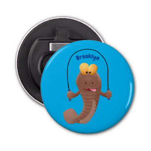 Funny skipping mudskipper fish cartoon bottle opener