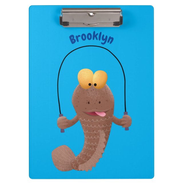 Funny skipping mudskipper fish cartoon  clipboard (Front)