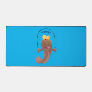 Funny skipping mudskipper fish cartoon  desk mat