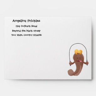 Funny skipping mudskipper fish cartoon envelope