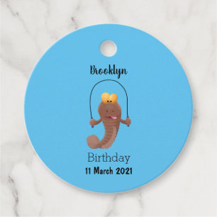 Funny skipping mudskipper fish cartoon favour tags