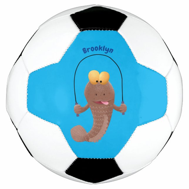 Funny skipping mudskipper fish cartoon football (Front)