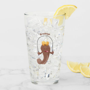 Funny skipping mudskipper fish cartoon glass