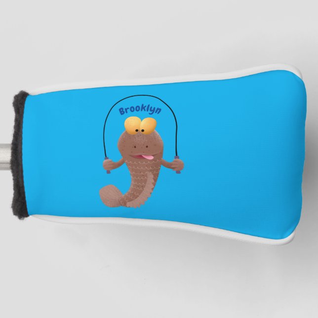 Funny skipping mudskipper fish cartoon  golf head cover (Front)