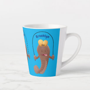 Funny skipping mudskipper fish cartoon  latte mug