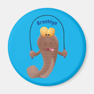 Funny skipping mudskipper fish cartoon  magnet