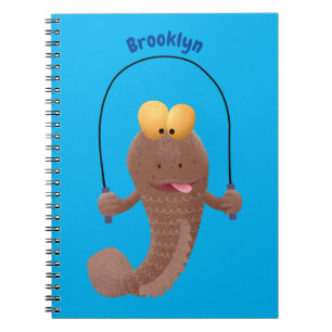 Funny skipping mudskipper fish cartoon  notebook