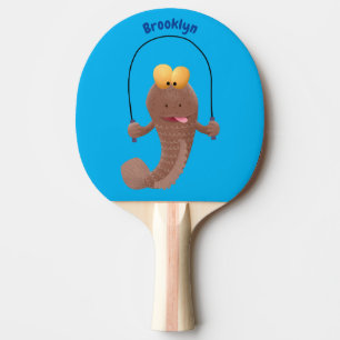 Funny skipping mudskipper fish cartoon ping pong paddle