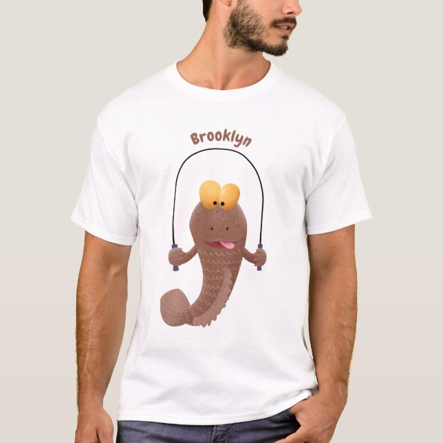 Funny skipping mudskipper fish cartoon  T-Shirt (Front)