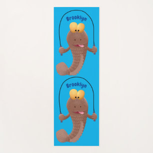 Funny skipping mudskipper fish cartoon  yoga mat